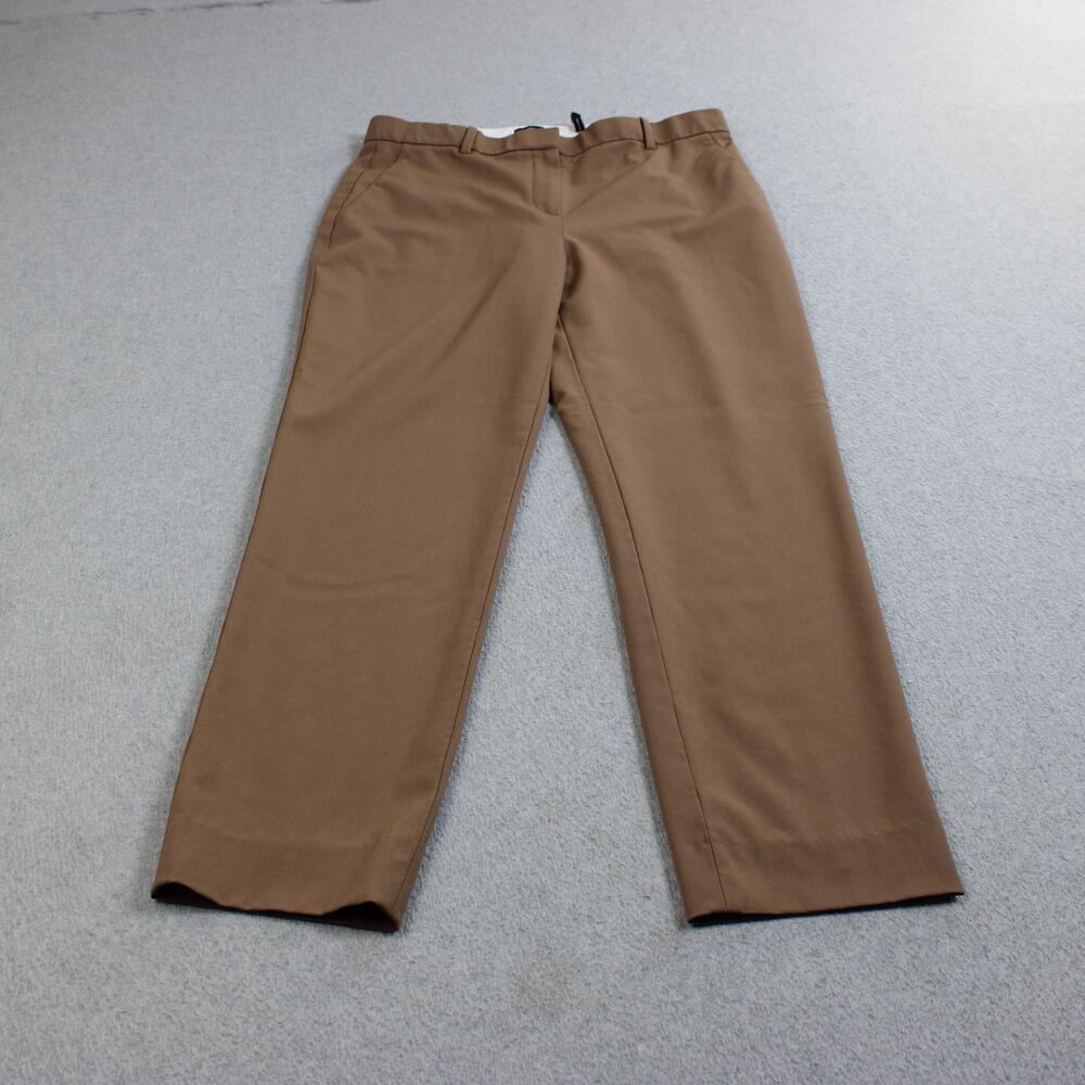 Theory Pants Women 6 Brown Straight Leg Trousers Office Heritage Ankle Cropped